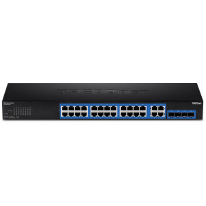 TRENDnet TEG-284WS 28-Port Managed Gigabit Ethernet Switch, 4x shared Gigabit ports (RJ-45 or SFP), rack mountable
